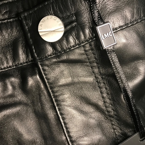 LAMARQUE MELORA ECO Black Leather Jean Mini Skirt - Picture 2 of 6